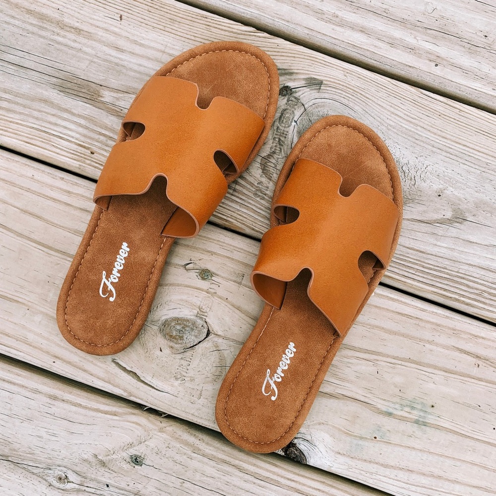 Neutral Flat Slide Sandals